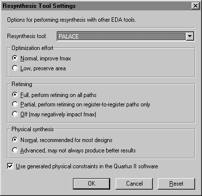 Resynthesis Tool Settings