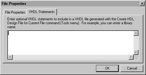 VHDL Statements Tab