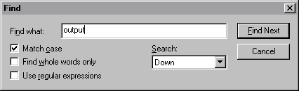 Find dialog box