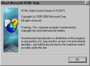 About HTML Help dialog box