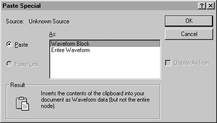 Paste Special dialog box