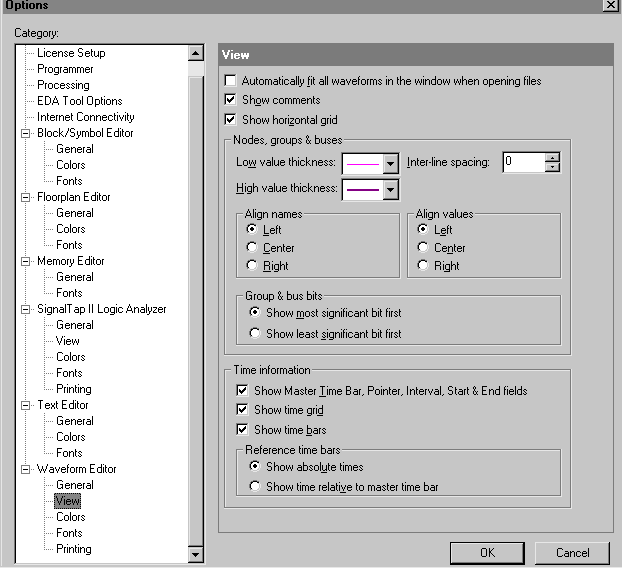 Waveform Editor View Options