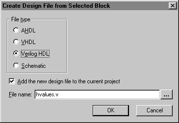 Create Design File from Selected Block Dialog Box