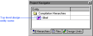 Hierarchies Tab of Project Navigator