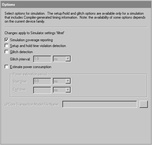 Options Page (Simulator Settings)
